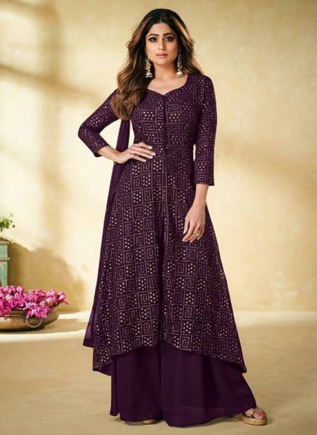 Purple Colour AASHIRWAD ETHNIC New Wedding Wear Designer Embroidery Salwar Suits Collection 9179